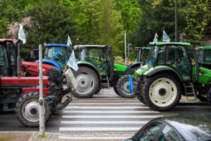 farmer protest in front of Council of Europe to put pressure on CAP negotiations underway in Brussels
