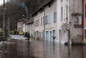 inondation à Saint Léonard de Noblat, Limousin, France