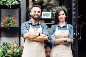 Opening after covid-19 virus, small business and floral design