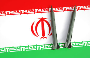The missiles on a Iran flag