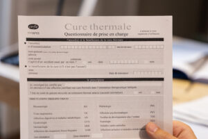 Le document de santé nécessaire pour une cure thermale en France. Thème médical.